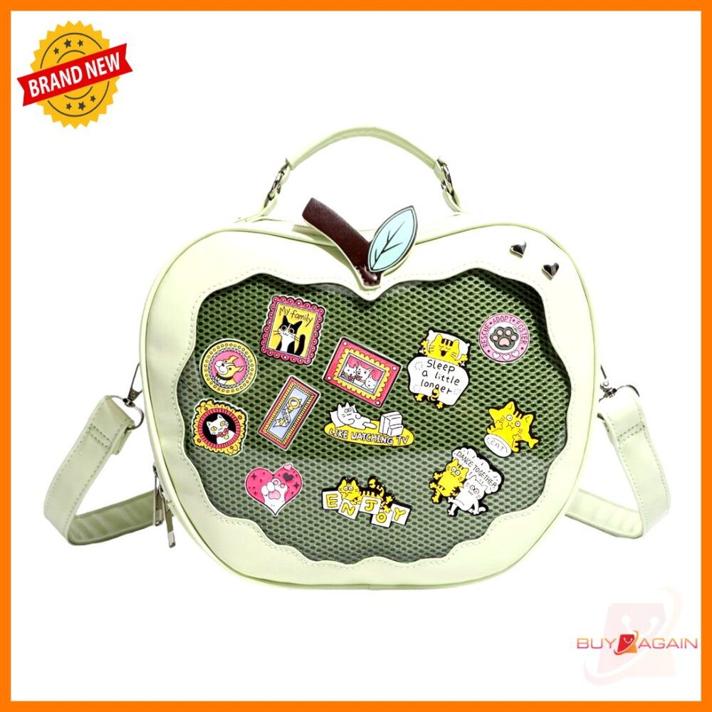 Medium Polyurethane Apple-Shaped Backpack Crossbo… - image 1
